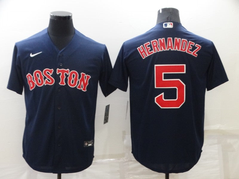 Men's Boston Red Sox Enrique Hernandez #5 Navy Baseball Jersey